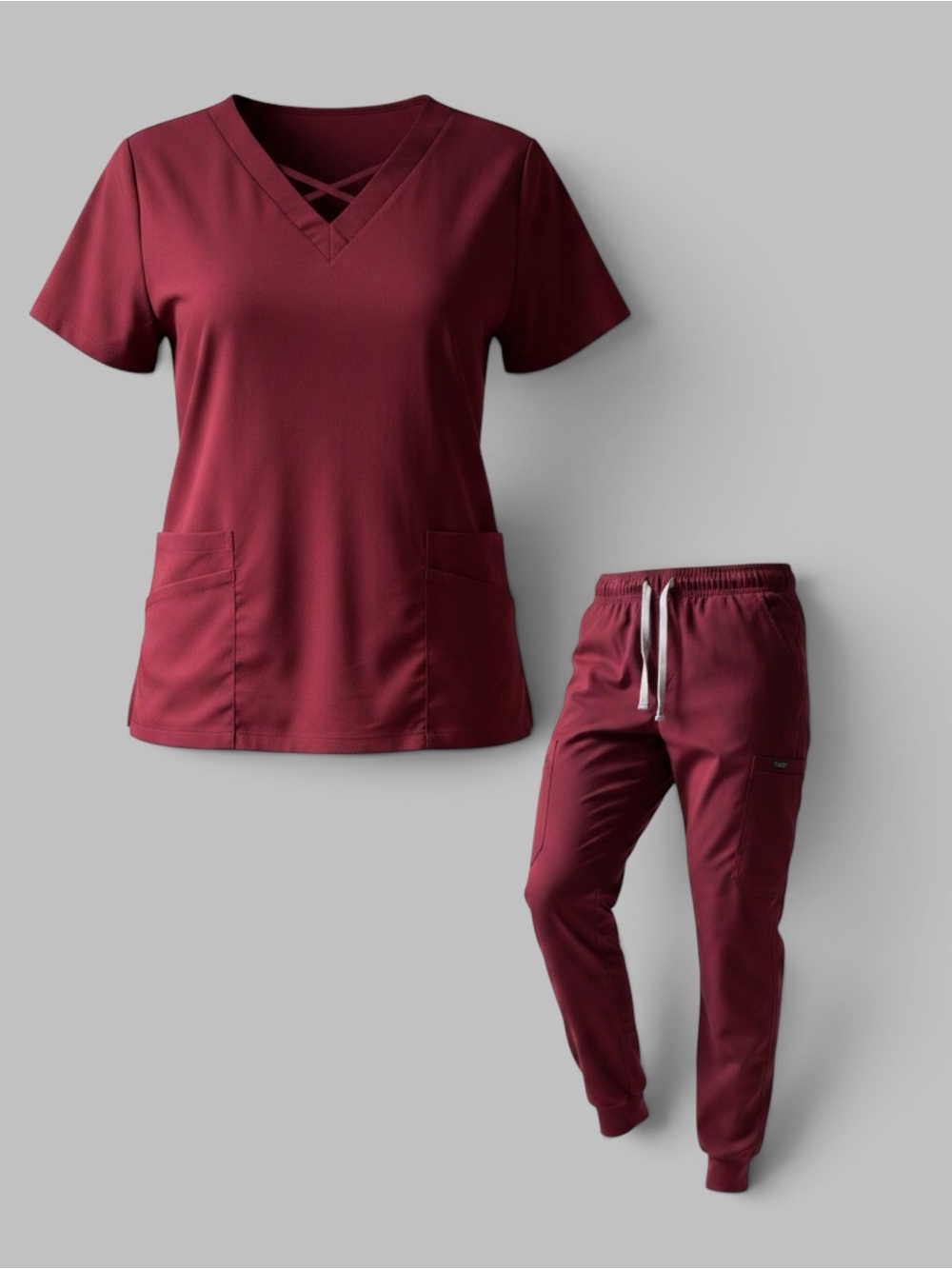 NWOT Viaoli Burgundy Scrubs for Women V-Neck Size M